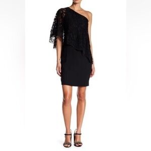 NEW NANETTE LEPORE Black Lace One Shoulder Dress Women’s 10 Cocktail Party NWT